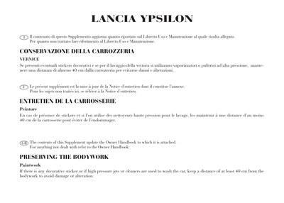 Couverture Notice Lancia Ypsilon