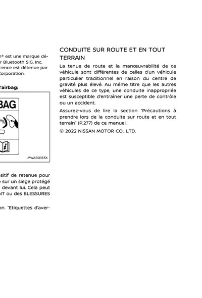 Couverture Notice Nissan X-Trail